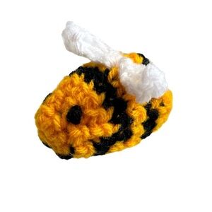 Hand Crafted Yellow Bumblebee Cat Toy Crochet Organic Catnip Interactive Toy